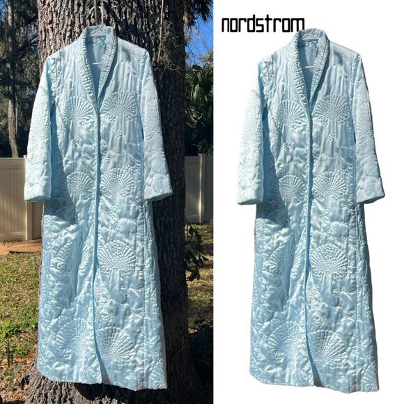 Queen! Nordstrom 80s Silky Quilted Robe Long Elegant satin, Pockets, Small VTG - Picture 4 of 9